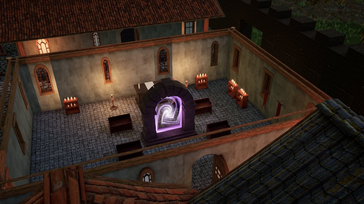The temple at night - a protection zone where you wake up after death